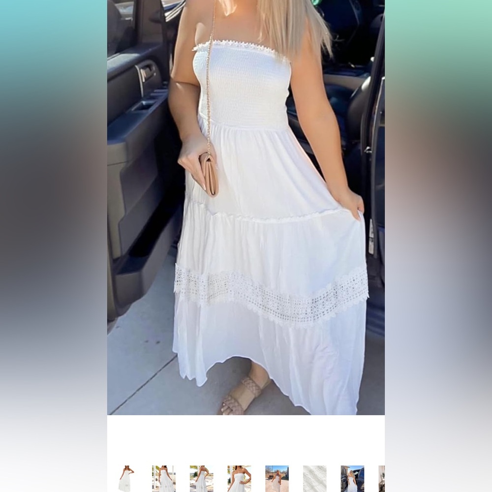 NWT Elegant White Strapless Maxi Dress